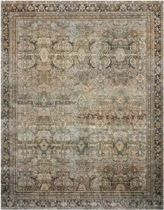 lot 29813 image: LOLOI II Layla OliveCharcoal 9 ft. x 12 ft. Distressed Oriental Printed Area Rug