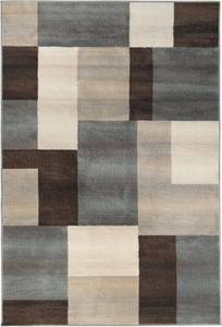 lot 30715 image: Superior Color Block Area Rug 8 ft x 10 ft Plush Indoor Rugs, Grey, Brown & Cream