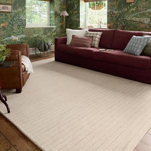 lot 30718 image: Loloi Chris Loves Julia Henry Collection (8 ft 6 in. x 11 ft. 6 in.) Area Rug, HEY-01, IvoryDove, 0.50 Pile Height, Goodweave Certified, Hand-Crafted Details & Tufted Ivory Stripes that Adds Depth & Character