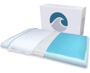 lot 37620 image: Bluewave Bedding Ultra Slim Max Cool CarbonBlue Gel Memory Foam Pillow for Stomach and Back Sleepers - Thin, Flat Design with Advanced Cooling (2.75-Inch Height, Standard Size)