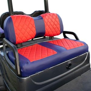lot 37630 image: NOKINS Golf Cart Diamond Seat Covers Kit, Fit for Yamaha Ordinary Front Seat Cushion, Golf Cart Vinyl Seat Cover, No Nails Required (Red and Blue)