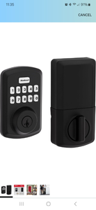 lot 37634 image: Kwikset Powerbolt 250 10-Button Keypad Matte Black Transitional Electronic Deadbolt Door Lock, Featuring Convenient keyless Entry, Customizable User Codes and auto Locking