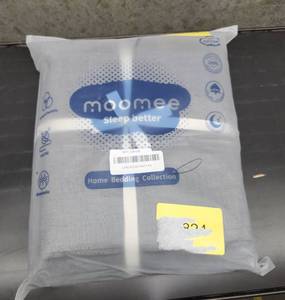 lot 37642 image: MooMee Bedding Duvet Cover Set 100% Washed Cotton Linen Like Textured Breathable Oversized King 120x98