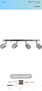 lot 37652 image: KING SHA 21�� 4-Light Track Lighting with 4 Dimmable LED Bulbs Warm White CRI90,14ft Cord with OnOff Rocker Switch,Brushed Nickel