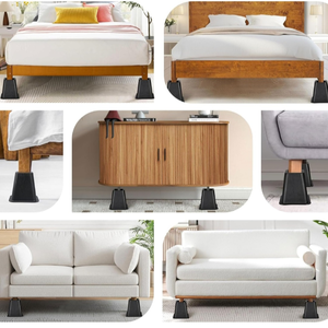 lot 37658 image: 6 Inch Heavy Duty Bed Risers, Furniture Risers for Desk, Chair, Table or Sofa, Couch Lift Risers, Supports up to 2200 lbs per Leg(6 Pack Black)