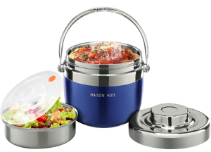 lot 37673 image: MAISON HUIS 50oz Stainless Insulated Food Container Bento Lunch Box Soup Thermo for Hot Food Adult Vacuum Leakproof Wide Mouth Design-Blue