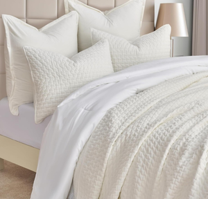 lot 37681 image: EVERGRACE Luxury Velvet Quilt Set King Size 3 Piece, Soft Cross-Stitch Velvet Comforter Set with Pillow Shams, Lightweight Coverlet Bedspread Bedding Set for All Seasons, Cream White Retail $79