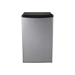 lot 7105 image: Whirlpool 4.3 Cu Ft Mini Fridge with Single Door Chiller WH43S1E Stainless Look - Retail $190.00