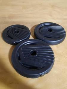 lot 7113 image: 3 weight dumbbells, 5.5LB, 5.5LB, 3.5LB