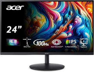lot 7143 image: Acer SH242Y Ebmihx 23.8 FHD 1920x1080 Home Office Ultra-Thin IPS Computer Monitor AMD FreeSync 100Hz Zero Frame HeightSwivelTilt Adjustable Stand Built-in Speakers HDMI 1.4 & VGA Port - Retail $110.00