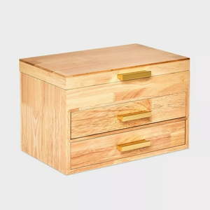 lot 7155 image: A New Day Wood Three Drawer Organizer Jewelry Box