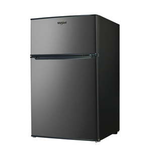 lot 8104 image: Whirlpool 3.1 Cu Ft Two Door Mini Fridge with Freezer WHR31TS1E Stainless Steel - Retail $350.00