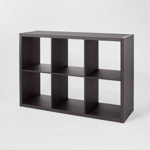 lot 8121 image: 6 Cube Organizer Black Oak - Brightroom Decorative Bookshelf, Cubby Storage, 13 System, MDF &amp Particle Board