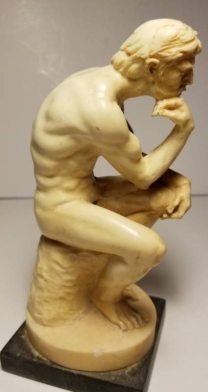 lot 8 image: 7 tall Thinking Man Statue-H. Santini