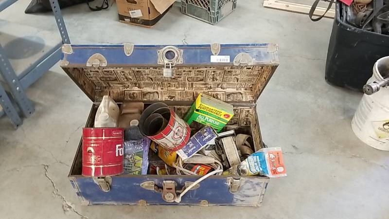 lot 7076 image: Metal Footlocker- Full of Stuff