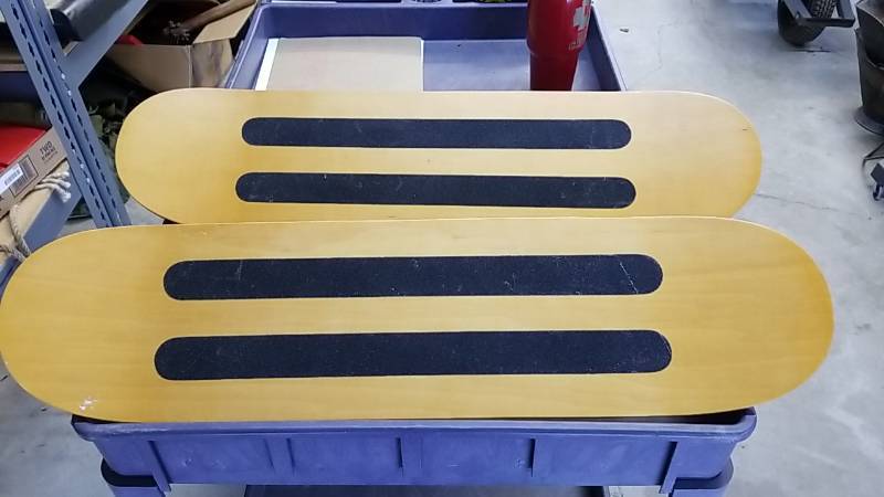 lot 7014 image: Skateboard Themed Shelves- Pair Wood Grain