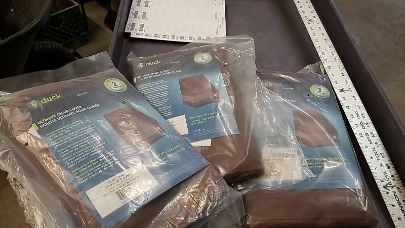 lot 7136 image: NEW- Duck Brand Patio Chair Covers- 3 Total