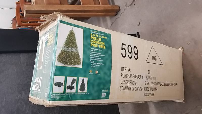 lot 7198 image: 6.5 Pre-Lit Oregon Pine Tree- Christmas in July maybe