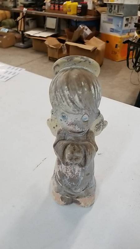 lot 7226 image: Outdoor Statue- Angel  Precious Moment Looking-  Chalkware