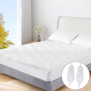 lot 10403 image: Heated Mattress Pad Queen Size, Dual Control Electric Mattress Pad, 60 x 80, Fast Heating Bed Warmer with 4 Heating Levels & 10 Hour Auto Off, Fit Up to 17 Deep Pocket, Machine Washable