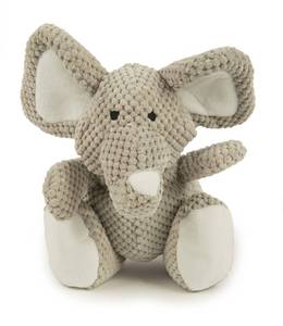 lot 10404 image: goDog Checkers Elephant Squeaky Plush Dog Toy, Chew Guard Technology - Gray, Large
