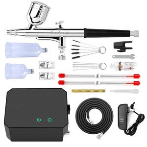 lot 10416 image: Gocheer Airbrush Kit with Air Compressor, 40 PSI High Pressure Air Brush Non-Clogging with 0.20.30.5mm NozzleCleaning Sets, Ideal for Painting, Modeling, Cake Decor, Makeup