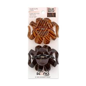 lot 10421 image: Scunci by Conair jaw claw clips - hair accessories for women - claw clips for thick hair - claw clip - Black & Tortoise- 2 Count