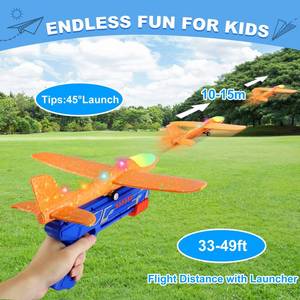 lot 10428 image: Fuwidvia Airplane Launcher Toys, 13.2 LED Foam Glider Catapult Plane Toy for Boys, 2 Flight Modes Outdoor Flying Toys Birthday Gifts for Boys Girls 4 5 6 7 8 9 10 11 12 Year Old