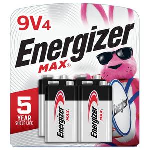 lot 10433 image: Energizer MAX 9V Batteries (4 Pack), 9 Volt Alkaline Batteries - Packaging May Vary