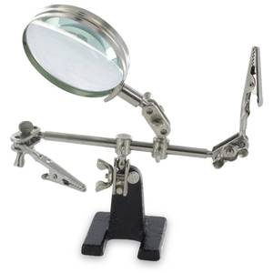 lot 10435 image: Ram-Pro Helping Hands Magnifier Glass Stand with Alligator Clips - 4X Magnifying Lens, Perfect for Soldering, Crafting &amp Inspecting Micro Objects