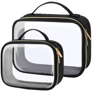 lot 10438 image: PACKISM Clear Makeup Bags - TSA Approved Toiletry Bag with Handle Large Opening, Clear Toiletry Bags for Traveling Travel Essentials, Travel Bags for Toiletries, Black