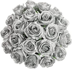 lot 10439 image: JUSTOYOU Artificial Roses Flowers, Realistic Blossom Roses, Real Touch Silk Rose, Single Fake Flower Long Stem Bouquets for Home Wedding Party Decoration