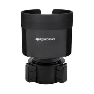 lot 10455 image: Amazon Basics Car Cup Holder Expander with Adjustable Base, Fits Large Bottles 3.4 to 3.8 in Diameter, Securely Holds Yeti, Hydro Flask and More, Black