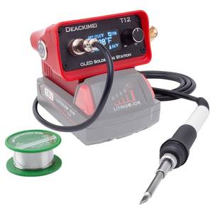 lot 10457 image: Deackimei Cordless Soldering Iron Station for Milwaukee 18V Battery, Temperature Adjustable, Auto Sleep & Low Voltage Protection, °C�F Conversion, OLED Digital Display, Lead-Free Solder (Tool Only)