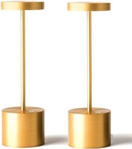 lot 10460 image: SAKRINGT 2 Pack Cordless Table Lamp Rechargeable, 5000mAh Battery Operated Portable Table Light,Dimming LED Table Lamp for RestaurantPatioOutdoor(Gold)