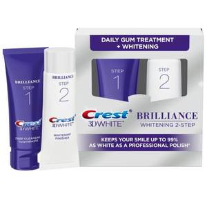 lot 10463 image: Crest 3D White Brilliance 2 Step Kit, Crest 3D White Toothpaste, Deep Clean Toothpaste (4oz)  Teeth Whitening Gel (2.3oz)