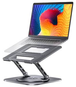 lot 10473 image: AOEVI Adjustable Laptop Stand with 360 Rotating Base, Computer Stand for Laptop Ergonimic Foldable Laptop Riser for Desk Compatible with MacBook ProAir Notebook up to 16 Inches, Grey