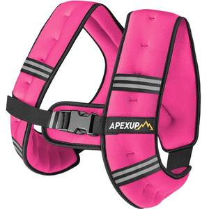 lot 10474 image: APEXUP Weighted Vest with 5lbs10lbs15lbs20lbs25lbs30lbs Weights and Reflective Stripe, Weight Vest Men Women for Workout, Strength Training, Running (Pink, 10lbs)