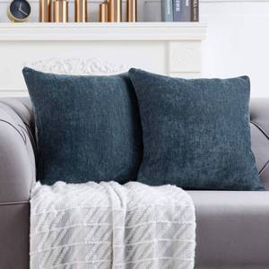 lot 10478 image: Anickal Midnight Blue Pillow Covers 18x18 Inch Solid Rustic Farmhouse Decorative Throw Pillow Covers Square Cushion Case for Home Sofa Couch Decoration