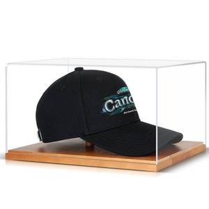 lot 10485 image: Hat Display Case for Baseball Cap, Clear Acrylic Box Cap Showcase Stand Holder Display Cases Storage with Solid Wood Base Risers, Hat Organizer for BaseballBasketball Cap, Gift for Caps Collectors