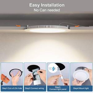 lot 10496 image: baiyilux Recessed Lighting 6 Inch LED Ceiling Lights with Junction Box, 6000K Canless Recessed LED Can Lights, 12W 110W Eqv, 1050LM High Brightness LED Lights