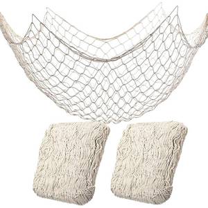 lot 10498 image: Fish Net Decorations for Party,Natural Cotton Hawaiian Party Fishing Net Decorative, Nautical Themed Cotton Fishnet Under The Sea Pirate Ocean Beach Decor