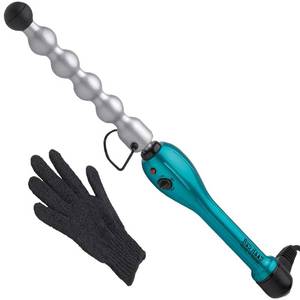 lot 10603 image: Bed Head Rock N Roller Clamp Free 2-in-1 Curling Wand  Round Barrel for Tousled Waves
