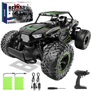 lot 10615 image: BEZGAR TB142 Remote Control Car - 114 Scale RC Cars, 20 Kmh 2WD All-Terrains Electric Off-Road Vehicle Truck Crawler Toy with Two Rechargeable Batteries for Boys Kids and Adults