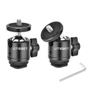 lot 10618 image: UTEBIT 2 Pack Mini Ball Head with 14 Hot Shoe Mount Adapter Max Load 5.5lb 360° Swivel Tripod Ball Head for DSLR Camera Camcorder, Light Bracket