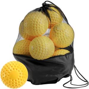 lot 10619 image: Tebery Yellow Dimpled Practice Balls, 12-Inch Pitching Machine Softballs Baseballs for Hand-Eye Coordination, Hitting and Fielding Practice