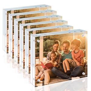 lot 10639 image: Egofine 8x10 Acrylic Frames 20mm Thicker Frameless Clear Picture Frames, Double Sided Magnetic Picture Frames, Free Standing Desktop Display