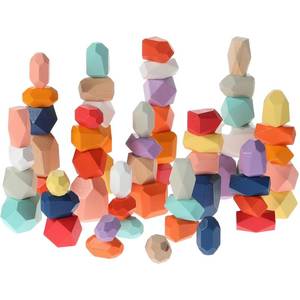 lot 10642 image: Jenaai Stacking Rocks Montessori Toys for 1 Year Old Colorful Wooden Balance Stones Baby Easter Basket Stuffers Blocks Sensory Games Preschool Learning Educational Puzzle Toys(Fresh Color)