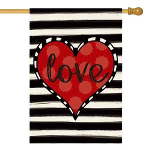 lot 10646 image: AVOIN colorlife Love Heart House Flag 28x40 Inch Outside Double Sided, Valentines Day Anniversary Wedding Yard Outdoor Decoration