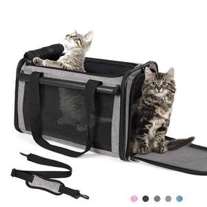 lot 10647 image: YUDODO 25 lbs Lightproof Soft Sided Pet Carrier for Large Cat & Small Dog Airline Approved Travel Puppy Carrier with Side Pockets & Reflective Mesh, Foldable Portable for Outdoor Car Grey